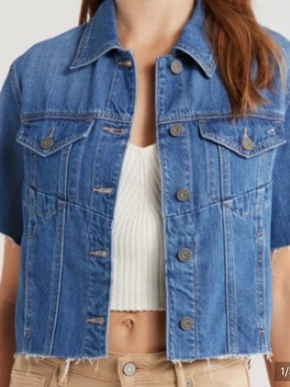 NWT Hidden LA Short Sleeve Crop Denim Jacket